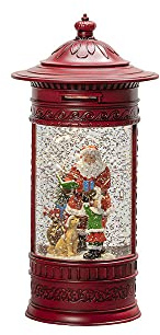 Konstsmide LED Wasserlaterne Briefkasten Weihnachtsmann mit Kind, mit an/aus Schalter, 5h Timer, 1 warm weiße Diode, batteriebetrieben & USB, Innen, 0,1W, Batterie: 3 x AA 1,5V (exkl.) - 4267-550