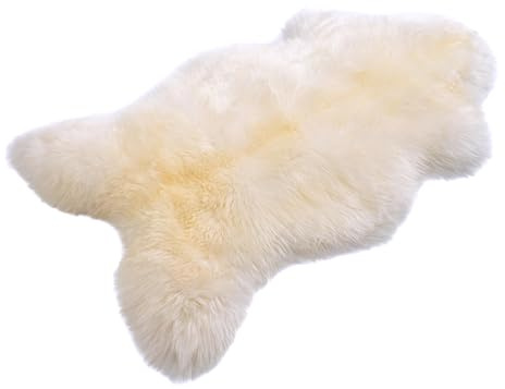Decorating Sheepskins Peau de Mouton mérinos véritable de qualité supérieure Peau d'agneau véritable, Douce et Moelleuse, Fourrure pour chaises, Peau de (Blanc, 100 x 110 cm)