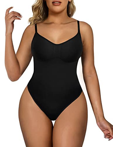 SHAPERX Bodysuit for Women Tummy Control Shapewear Seamless Sculpting Briefs Body Shaper Tank Top, UK-SZ5213-Black-S/M