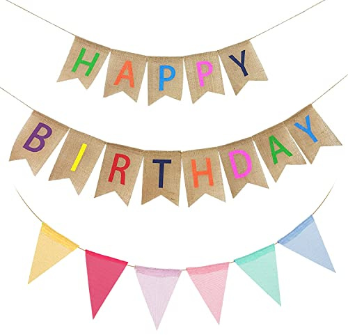 Happy Birthday Ghirlanda di bandierine, festone di compleanno, decorazione per feste di compleanno e adulti (colorata)