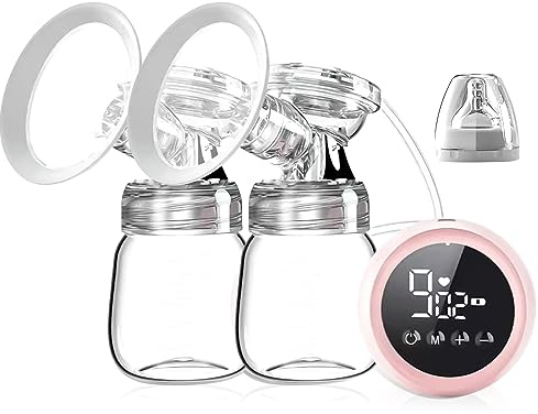 Electric Breast Pumps - Double Portable Breastfeeding Pump with 2 Modes 9 Levels, Dual Rechargeable Nursing Double Breast Milk Pump Massage with Touchscreen LED BPA Free