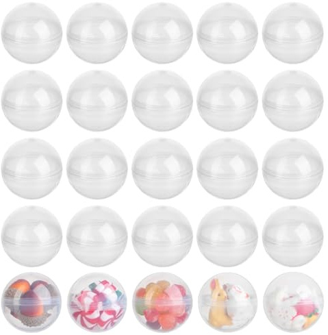 Warmhm 50 stycken kapslar transparenta behållare maskiner 45 mm tomma runda kapslar små kulor mini plastprisbehållare fyllbar överraskningskula låda för gör-det-själv presenter ornament
