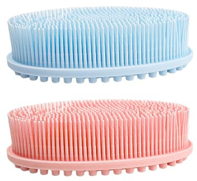 2 spazzole per corpo in silicone, scrub corpo, spazzola per doccia esfoliante, spazzola per doccia in silicone, detergente per il corpo, pulizia profonda