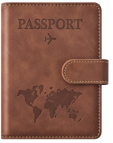 Eoehro Passport Holder for Travel Essentials, Passport Wallet Cover Case for Travel Must Haves Accessories,Passport Book Holders for Women and Men(brown)