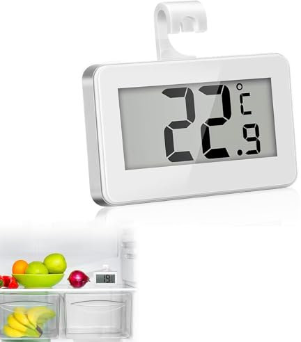 Jinpojun Termometro Digitale del Frigorifero, Mini LCD Digitale Termometro, Termometro Freeze con Gancio, Ideale per la Casa, Ristoranti, Caffè, Bar