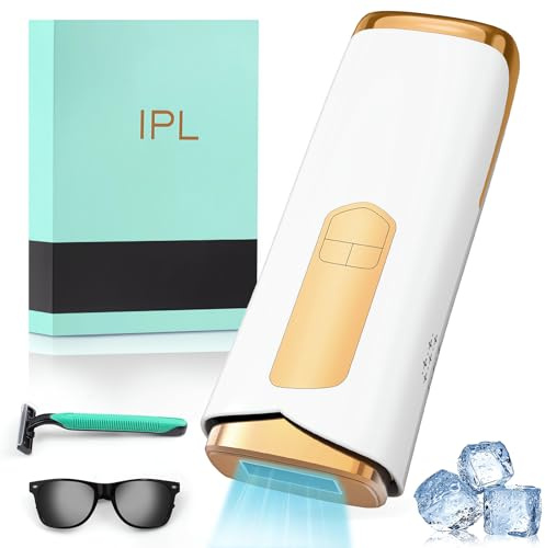 Épilateur Lumière Pulsée Avec Fonction 5℃ de Soin Glacé 999,900 Flashes Epilateur Laser Definitif Onde de 600-1200 nm de 5 Niveaux Énergie Épilation Laser pour Du Visage/Aisselles/Corps