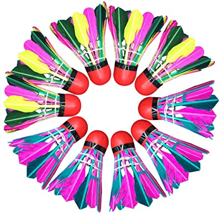 Sosoport Volants de Badminton Couleur Aléatoire Lot de 11 Tête en Liège Légers Performance Stable pour Entraînement Extérieur et Jeu de Badminton Maison Adapté aux Garçon et Filles
