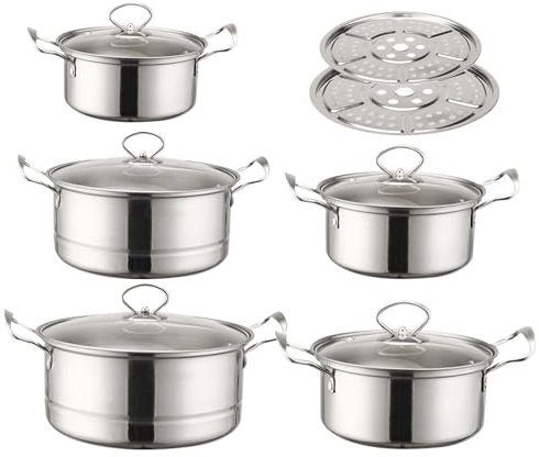 Set Di Padelle Di Salsa Con Coperchi, Set Di Salsa | Copertina Di Pentole Compatibili A Induzione Professionale Per Casa Da Cucina Questo kit di Del Ristorante, Preparazione Di Zuppe Verdure A Vapore