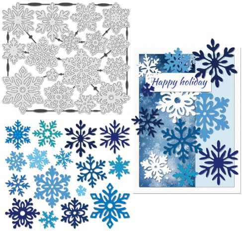UNICRAFTALE Fustelle invernali in metallo a forma di fiocco di neve, stencil per goffratura, stencil durevoli, per fai da te, creazione di biglietti, decorazioni per cornici fotografiche, scrapbooking
