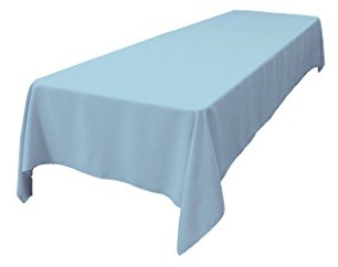 LA Linen Polyester Poplin Washable Rectangular Tablecloth, Stain and Wrinkle Resistant Table Cover 60x108, Fabric Table Cloth for Dinning, Kitchen, Party, Holiday 60 by 108-Inch, Blue Light