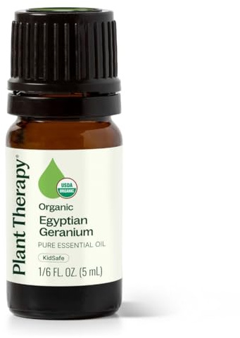 Plant Therapy Organic Egyptian Geranium Essential Oil 100% Pure, USDA Certified Organic, Undiluted, Natural Aromatherapy, Therapeutic Grade 5 mL (1/6 oz)