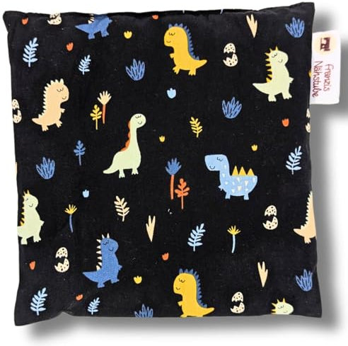 Franzis Nähstube 20x20cm Traubenkernkissen Dino blau in 100% Baumwolle I Körnerkissen Traubenkern 20x20 für Mikrowelle I Wärmekissen, Traubenkernkissen, Nackenwärmekissen