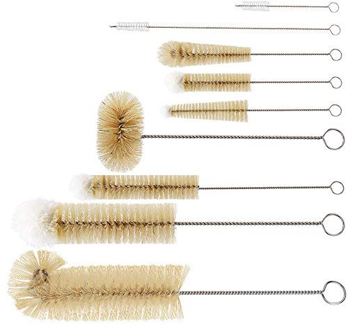 Masthome Flaschenbürste Set,9-teiliges Reinigungsbürsten mit Langem Griff,Flaschenbürsten mit Flauschiger Pomponkopf,Flaschenreiniger Bürste für Strohhalm, Milchflasche, Weinglas
