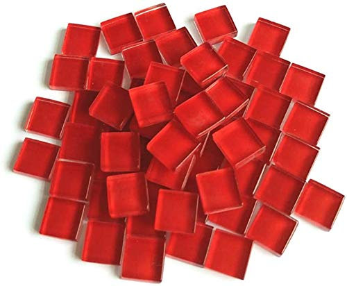 FireAngels Craft Material Mosaic Tile, Micro Glass Tiny Mini Mosaic Tile DIY Hobbies Children Handmade Crystal Free Stone Craft Material Creativity 300g (Red)