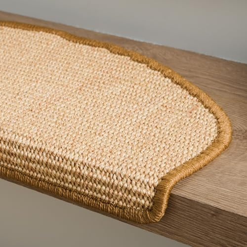SAFAVIEH Stair Treads - Set of 13, 1' x 2'2 Non-Slip Indoor Accent Rugs, Handmade Sisal Natural Fiber, Durable & Decorative for Staircases (STT102A-SET13)