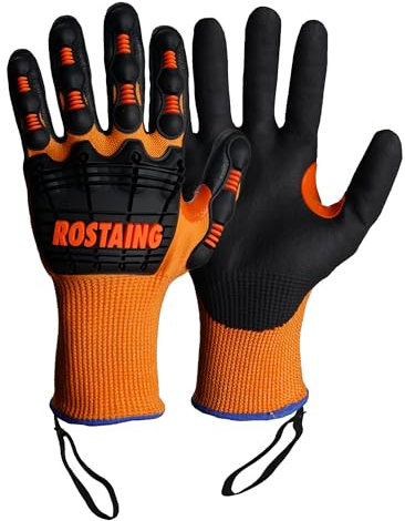 ROSTAING Gants MAXIMPACT - Gants de Protection Anti-Choc et Anti-Coupure - Pour Gros Travaux Abrasifs et Coupants - Compatible Écrans Tactiles - Renforcés et Durables - Confort et Souplesse - Orange