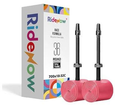 JFOYH - Juego de 2 cámaras de aire para bicicleta (TPU 700C, ultra ligeras, antirevasos, válvula presta de metal 45/65/85 mm, núcleo extraíble – bicicleta de carretera carrera, alta presión