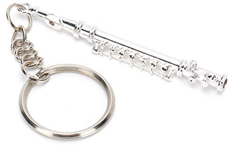 KooingTech Flauto traverso portachiavi musica, flauto trasversale, accessori per gioielli, portachiavi in metallo, anello decorazione strumento musicale ornamento