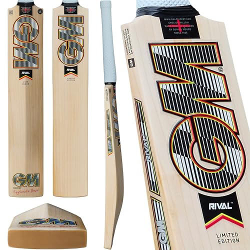 GM | Rival Limited Edition English Willow Cricket Bat | DXM, ToeTek and NOW! | Full Size Suitable for Players 175cm / 5' 9 & over | Gunn & Moore