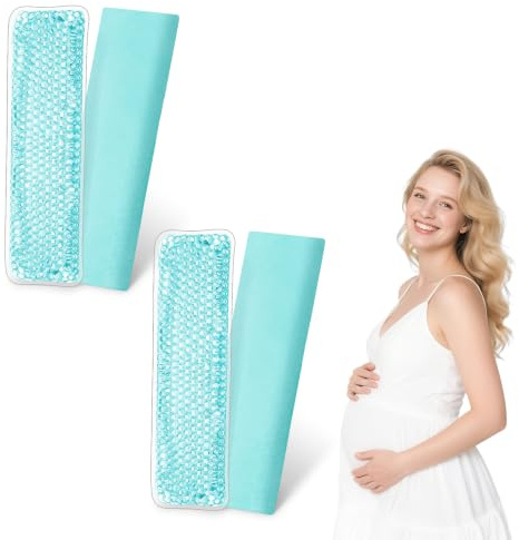 AYBUY 2 stycken kylkompress veckosäng kylkuddar postpartum, veckosäng kylbindning kompress kall & varm – lindrar smärta och obehag efter förlossningen, ljusblå