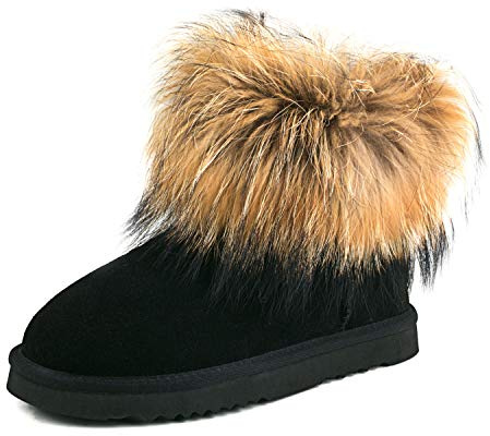 Shenduo Femme Bottines Fourrure de Neige d'Hiver | Chaudes Doublées de Fourrure Matière cuir las botas del frio