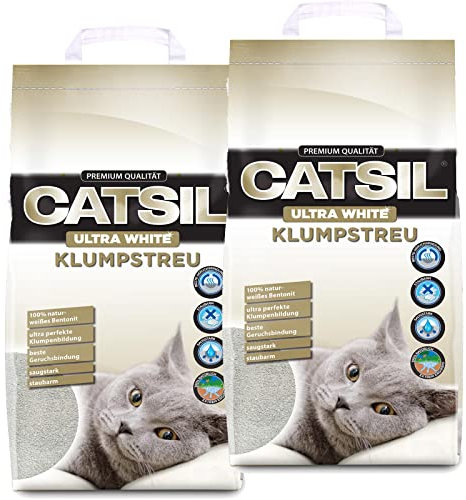 Catsil Ultra White 2x15 l Catsil White Cat mit Babypuderduft Klumpstreu Katzenstreu