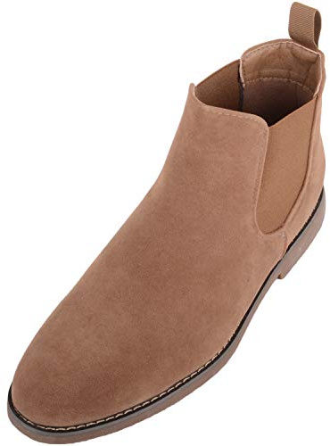 ABSOLUTE FOOTWEAR Mens Smart Casual Chelsea Desert Faux Suede Ankle Boots, Sand, UK 9 / EU 43