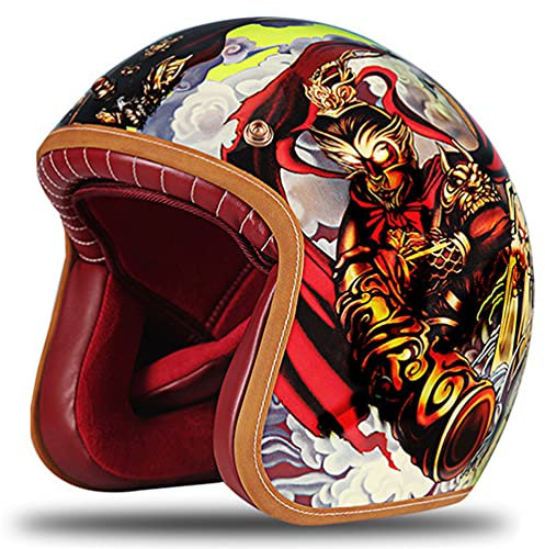 Handbemalte Motorradhelm Muster Motorradhelm Cafe Racer Stil Jet helme Retro Scooter Jet Motorrad Reiten Capacete DOT genehmigt Vintage Motorradhelm
