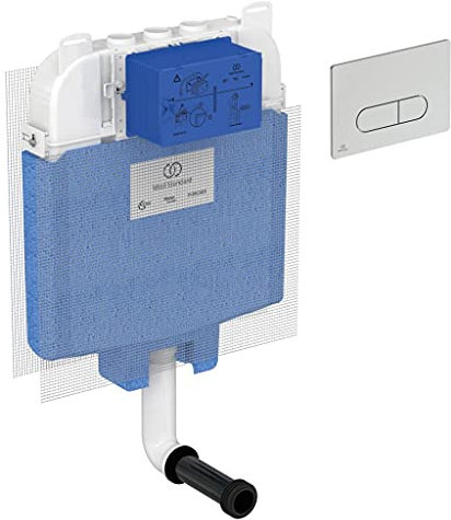 Ideal Standard – Prosys 80 cassetta di risciacquo ad incasso per WC a terra + placca meccanica Oleas M1 Cromata