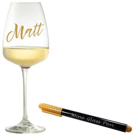 Powersell srls Pennarello per Bicchieri da Vino Oro/Argento Metallizzato Acrilico per Dipingere Sassi, Legno, Vetro, Ceramica, Tela, Tessuti, Cene, Feste, Compleanni, Natale (ORO)