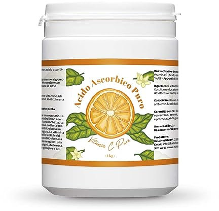 Vitamina C Pura 1kg - Polvere di Vitamina C - Acido Ascorbico - Fornitura per 1000 Giorni x 1000mg Altamente Dosata - Con Misurino - Vegano - Qualità Premium