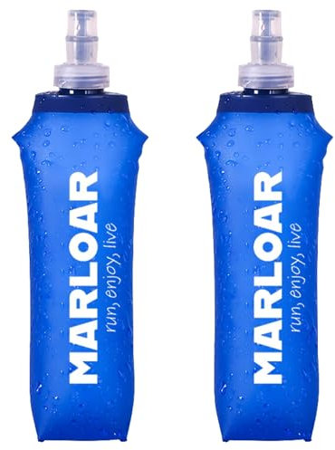MARLOAR Flasque Running 500ml Bleu – Pack de 2 Gourdes Souples et Pliables – Idéal pour Course à Pied, Trail et Randonnée – sans BPA