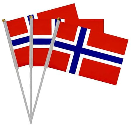 Pandiui23 20 Piezas de Banderas de manivela de Noruega para el día Nacional Festivo, Fiestas, desfiles,bandera de mano, Eventos Deportivos, decoración de Bares