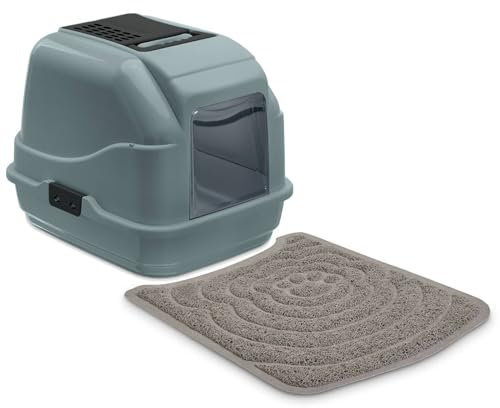 Sparpack Recycling Katzentoilette Haubentoilette Easy Cat grau inkl. Vorlegematte