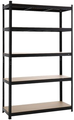 Panana Étagère de Rangement de Garage Charge Lourde à 5 Niveaux 175 kg par Étagère - Rayonnages Industrielles pour Charges Lourdes (Noir, 45X120X180CM)