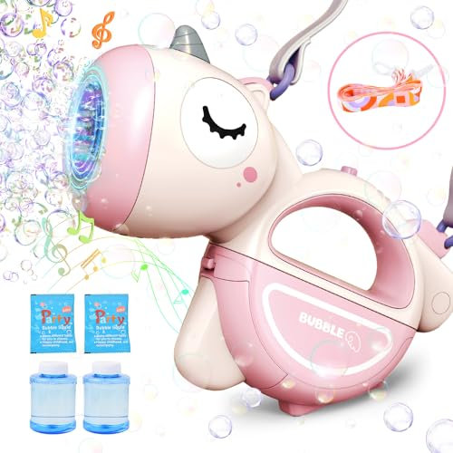 Fegalop Automatische Seifenblasenmaschinen für Kinder Seifenblasenpistolen, Seifenblasenmaschine Gun Blasenspielzeug Geschenk für Kinder Geburtstag Outdoor Party Hochzeit (Rosa)