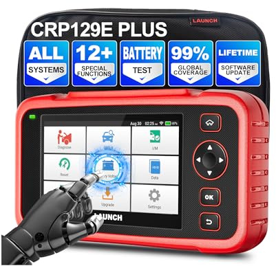 LAUNCH OBD2 Diagnosegerät Auto CRP129e Plus, Auslesegerät mit Alle System, 12+Reset ABS/EPB/DPF/SAS/TPMS Reset/Batterieabgleich/Einspritzdüsen-Codierung/Öl/Drosselklappe, Lebenslanges Software-Update