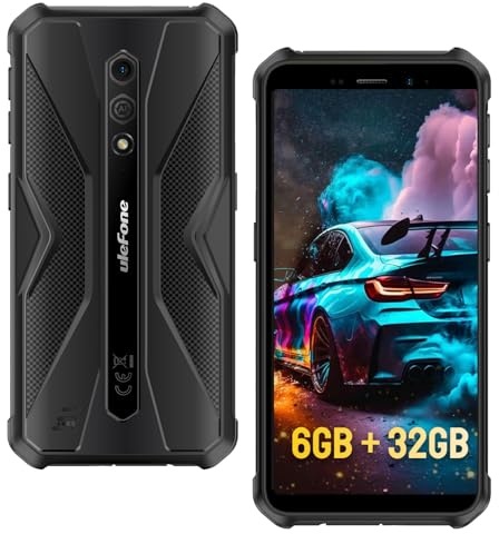 Ulefone Armor X12 Movil Resistente, 6GB RAM + 32GB ROM Android 13 Teléfono Impermeable, 13MP Cámara 5.45 Schermo Teléfono Móvil Libres, 4860mAh Batería, 4G Dual SIM/NFC/GPS/IP69K-Negro
