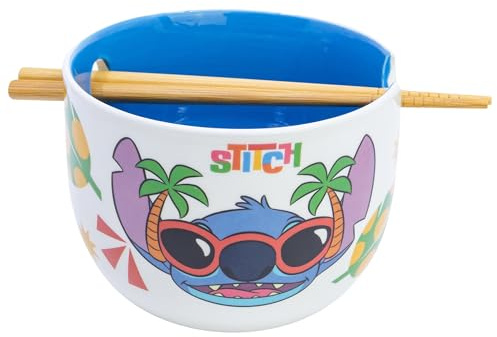 Bol à ramen en céramique avec baguettes dans une boîte cadeau Stitch