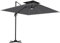 Outsunny 2.5m Cantilever Parasol with Solar Powered LED Lights, Double Top Square Overhanging Garden Parasol with 360° Rotation, Tilt Adjustment, Crank Handle, Dark Grey