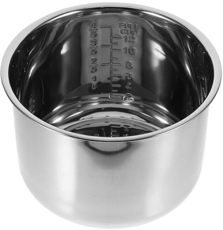 HEALLILY Pentola interna di ricambio per cuociriso in acciaio inox da 6 l, rivestimento antiaderente universale con segni di misurazione per fornelli elettrici, accessori multiuso per pentole