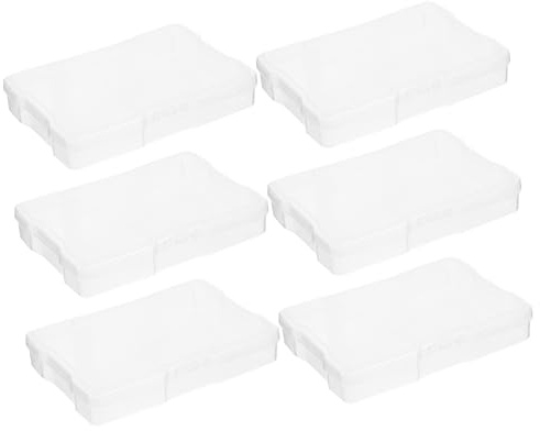 MUCKLILY 6 Piezas Caja de Almacenaje Transparente para Fotos Manualidades y Pequeñas Organizadora Apilable de Plástico Resistente Limpiar para Almacenamiento