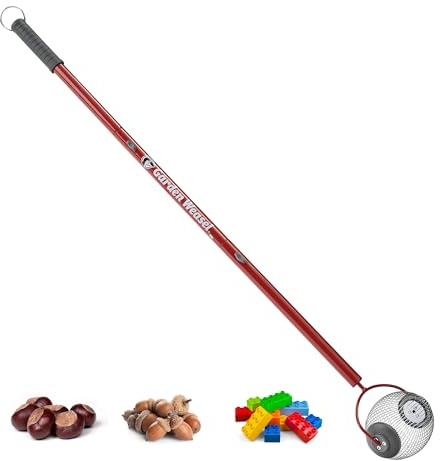 GARDEN WEASEL Small Nut Gatherer Roller – Nut Collector Tool for Acorns, Buckeyes, and Small Debris – Yard Picker Upper with Durable Steel Cage and Ergonomic Handle - Newest Model