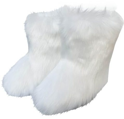 AEGJEGVD Bottes Fausse Fourrure Femme épaisses Bottes mi Mollet Femmes en Fourrure Moelleuse Hiver Neige Chaussures d'Intérieur Extérieur Botte de Neige Doublure Chaude Confort Antidérapant Boots Ski