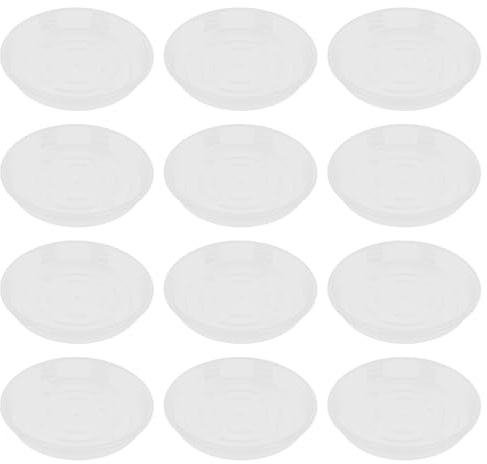 Uonlytech 12 Bandejas para Macetas de Jardinería Redondas Transparentes Modelo 220, Base Plástica Resistente para Interiores y Exteriores, Bandejas de Agua para Bonsáis y Balcón, Accesorios