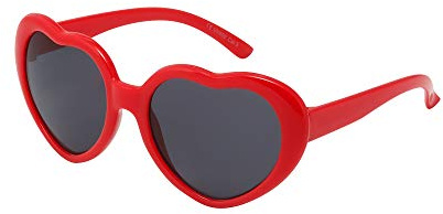 Kids Sunglasses Girls Boys Children Classic Heart Frame Style Shades UV 400 Protection (Red)