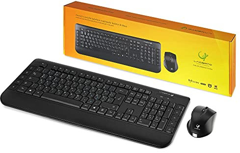 Lacerto® | Bilinguale Russisch-Deutsche Kabellose 2,4 GHz Multimedia Tastatur & Maus Set, Russian-German Wireless Multimedia Keyboard & Mouse | KVALITA-DR650WL Combo