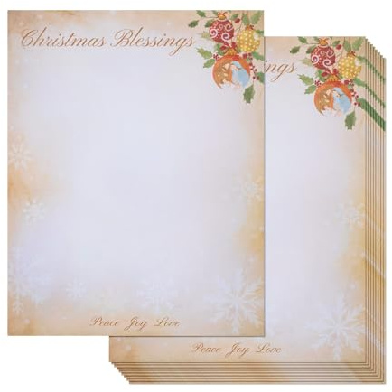 100 Sheet Christmas Blessings Letterhead Paper, 8.5x11 inch Christmas Stationery Paper, Letter Size Write Personalized Greetings, Get Creative and Crafty with Xmas Letter Paper Sheets