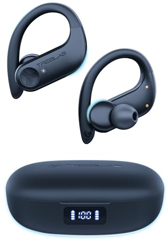 TREBLAB X3 Pro - Sports Wireless Ear Buds Bluetooth - Comfortable Workout Headphones with Secure Ear Hooks, 9H Long Battery Life, IPX5 Sweatproof Earphones, Noise Isolation Over Ear Earbuds