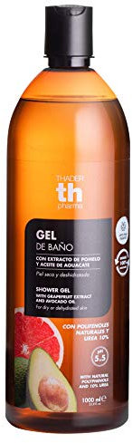 Thader Th Pharma Gel de baño y ducha con Extracto de Pomelo y Aceite de Aguacate Polifenoles ideal para piel seca y deshidratada, 1000 ml